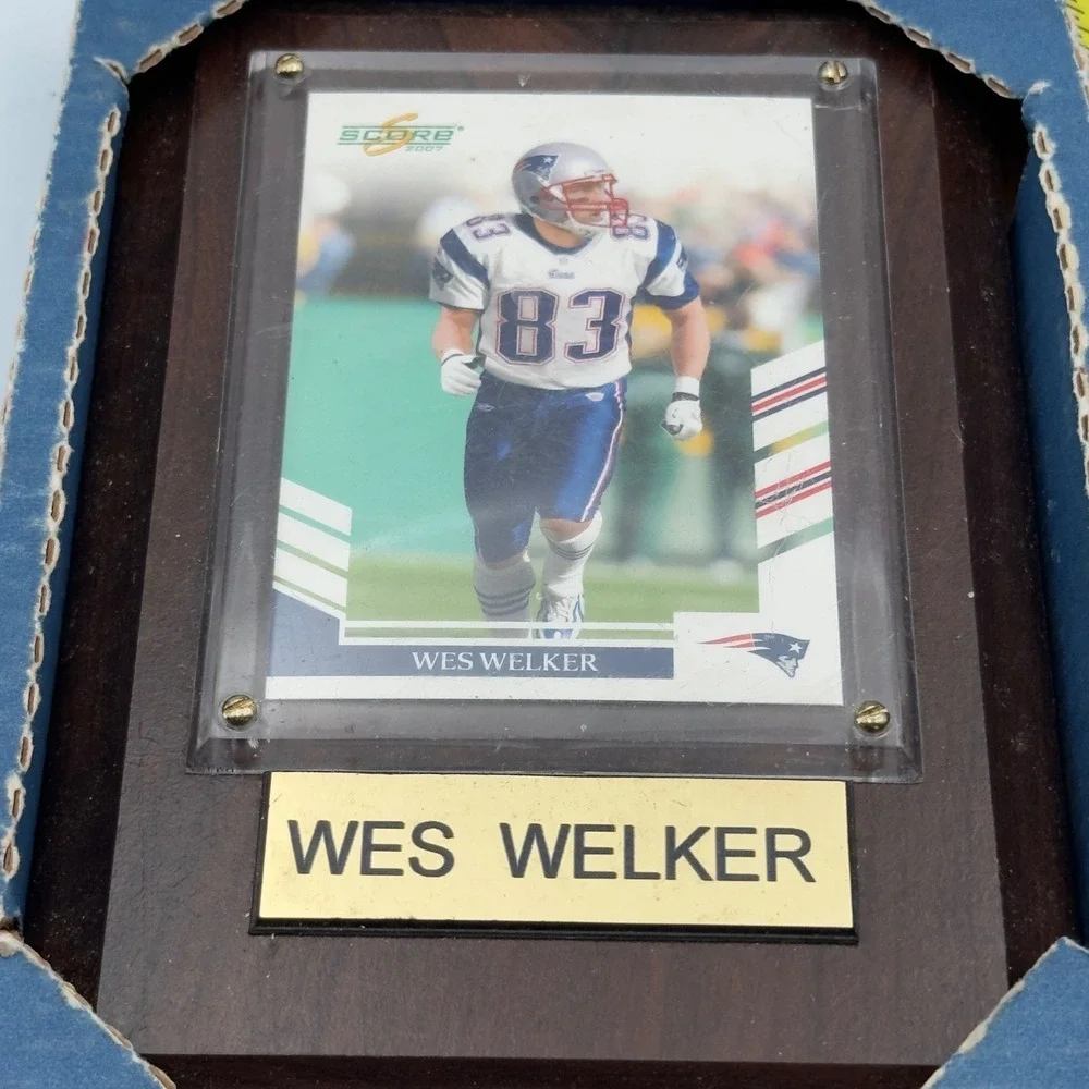 Wes Welker New England Patriots 2007 Score Trading Card Wood Plaque Display